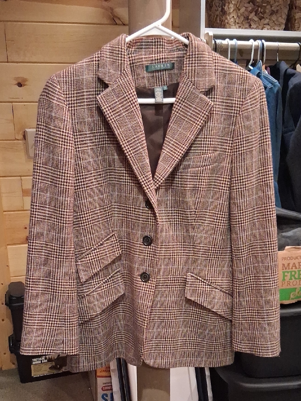 Lauren Ralph Lauren Brown Plaid Wool-Blend Blazer
